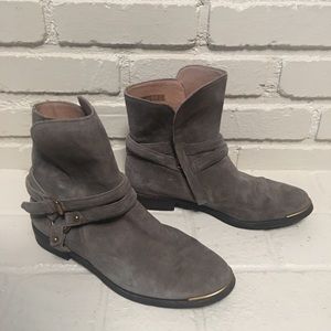 Ugg gray suede Kelby harness ankle booties…